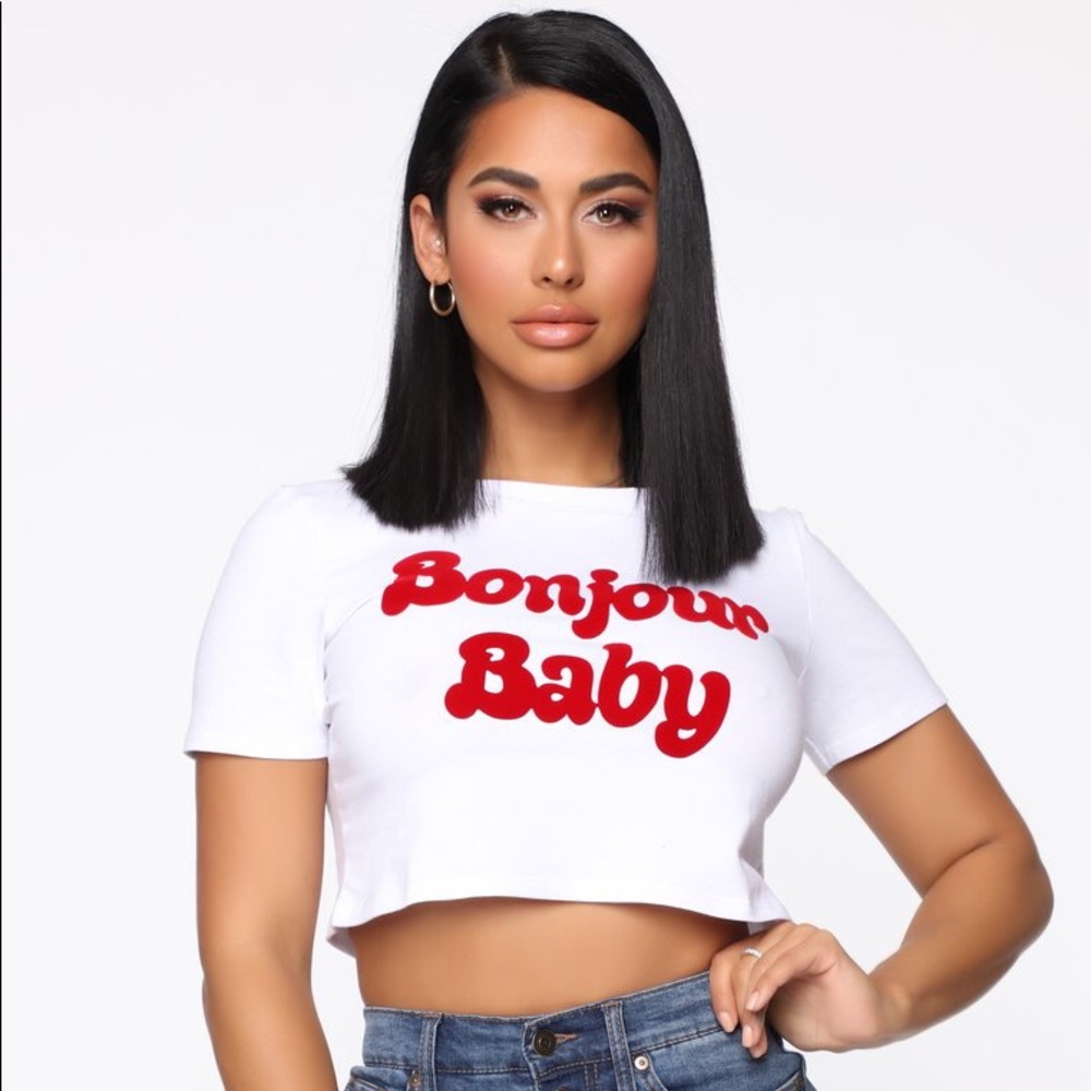 Fashion Nova Bonjour Crop Top 🤍